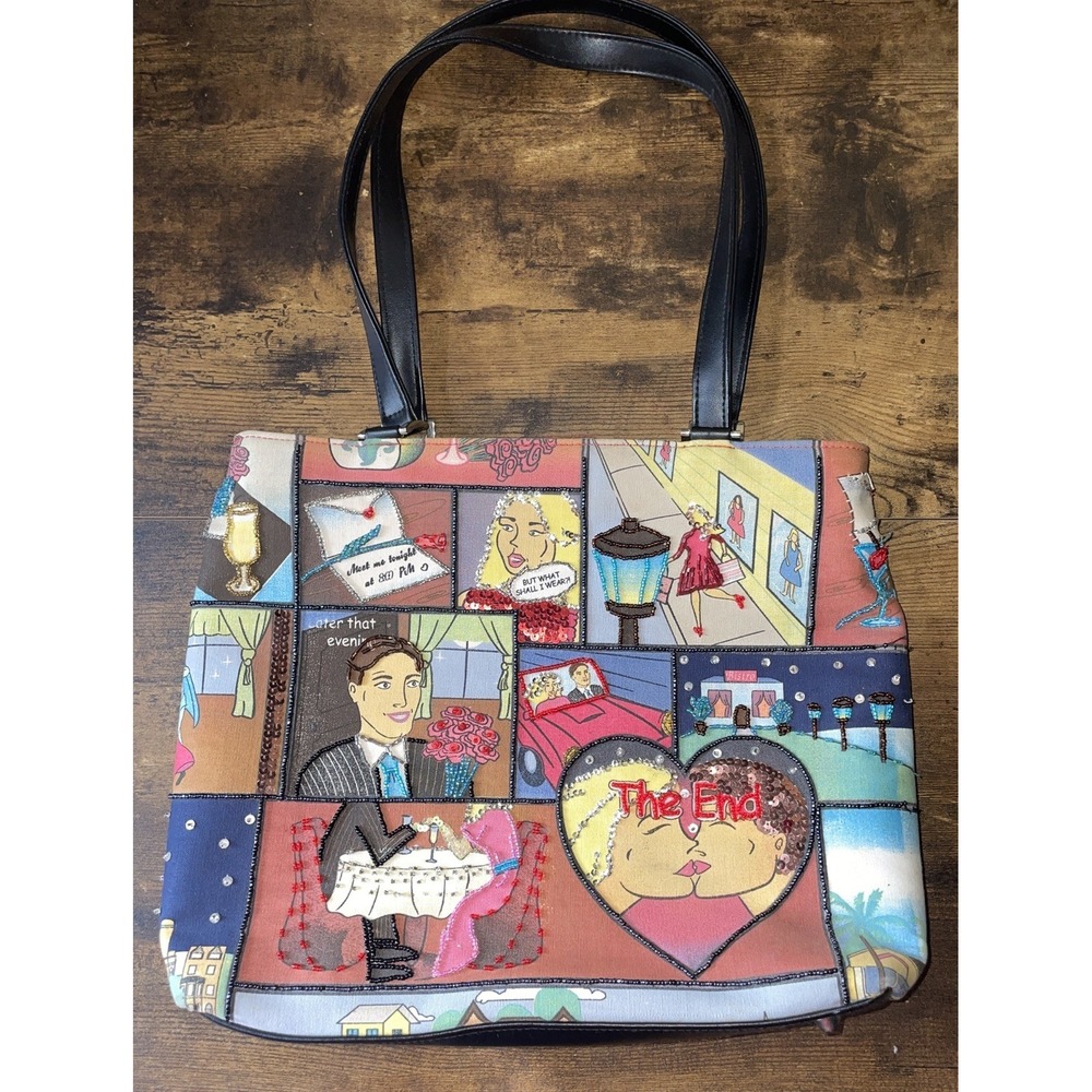 Prezzo Handbag Beads Sequins The End Cartoon Scenes Purse Vintage